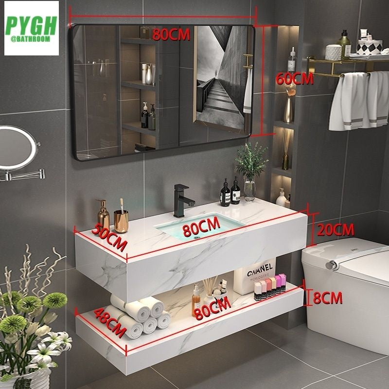 QW- Marble Sink Storage Cabinet Smart Mirror in the Bathroom