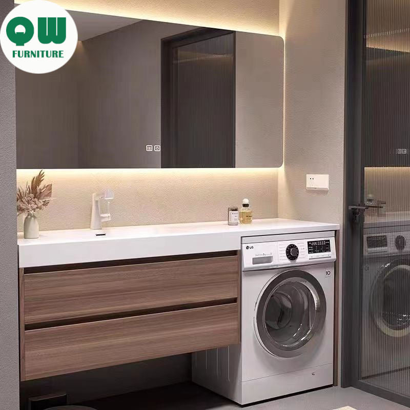 QW- Washing Machine Bathroom Sink Set Storage Cabinet from Genuine Wood