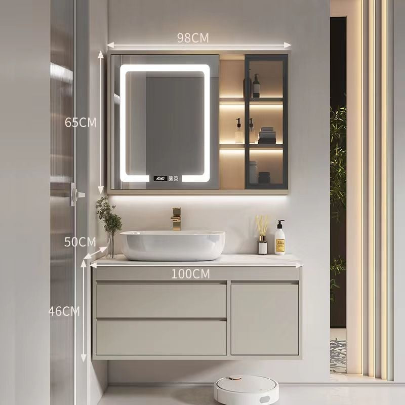 QW- Made of Real Wood, Smart Mirror in Bathroom, Bathroom Sink Storage Cabinet