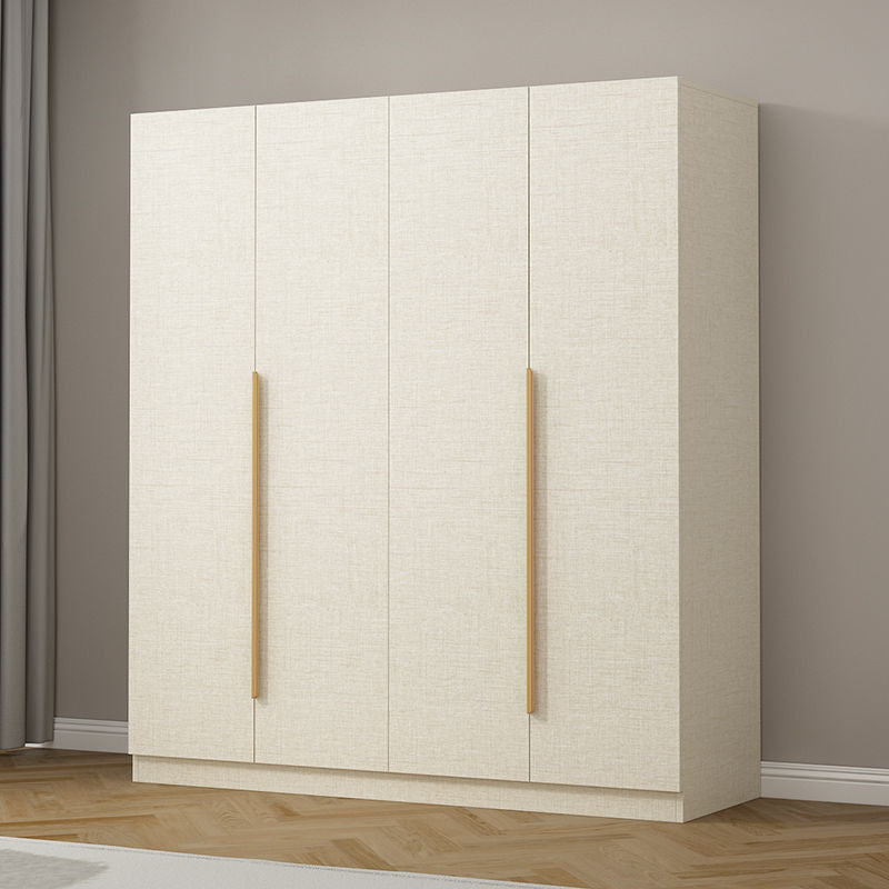 Solid Wood Thick Back Plate Bedroom Cream Windproof High Capacity Home Wardrobe