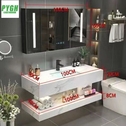 QW- Marble Sink Storage Cabinet Smart Mirror in the Bathroom