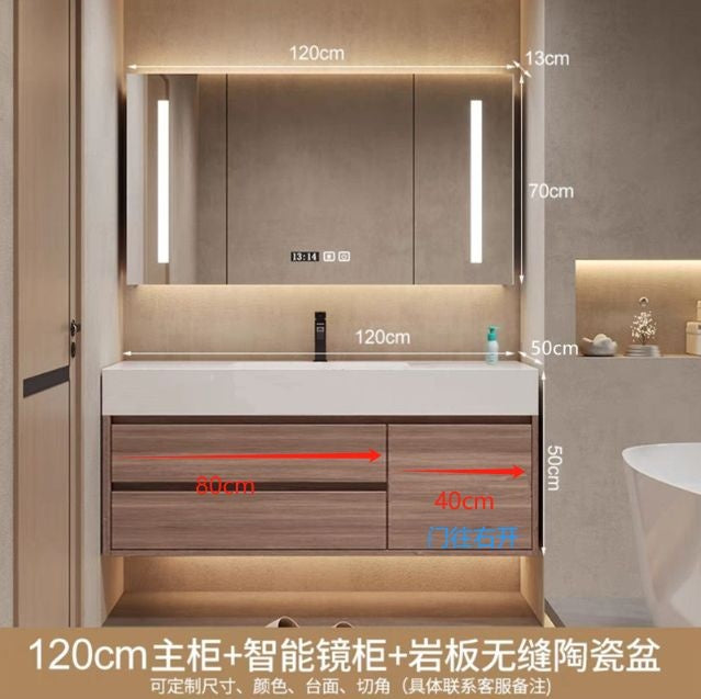 QW- High-quality storage made of real wood for smart mirror cabinet in the bathroom, bathroom sink.