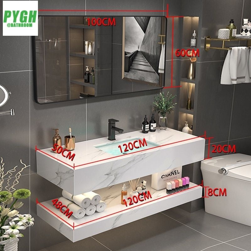 QW- Marble Sink Storage Cabinet Smart Mirror in the Bathroom