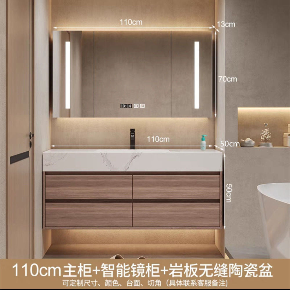 QW- High-quality storage made of real wood for smart mirror cabinet in the bathroom, bathroom sink.