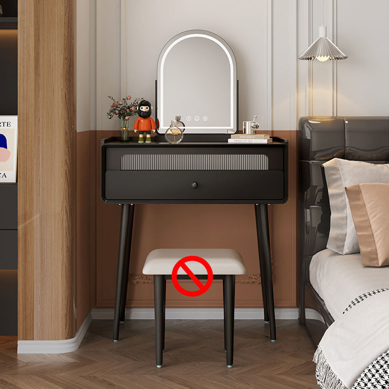 French Style One Bedroom Storage Black Multi-Functional Dressing Table with Mirror