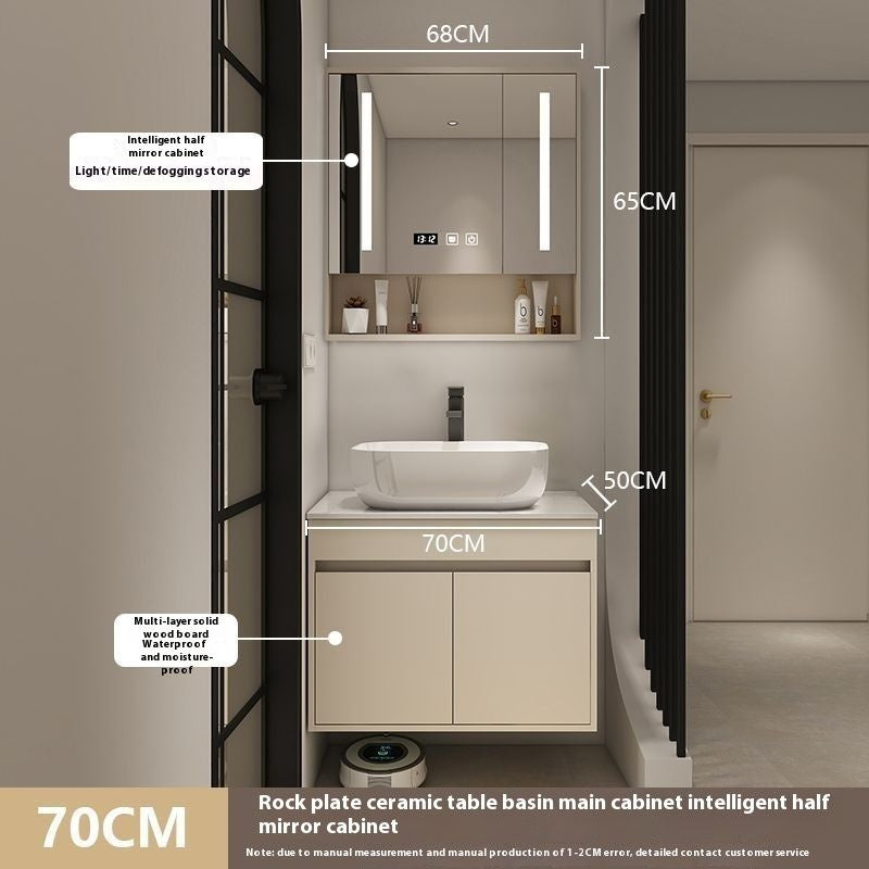 QW- Bilik Mandi Pintar, Kabinet Penyimpanan Bilik Mandi Cermin, Set Besen 