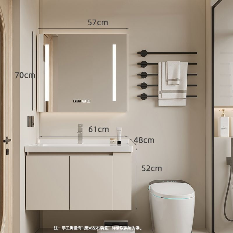 QW- Set kabinet kayu asli dengan cermin pintar dan sinki bilik mandi. 