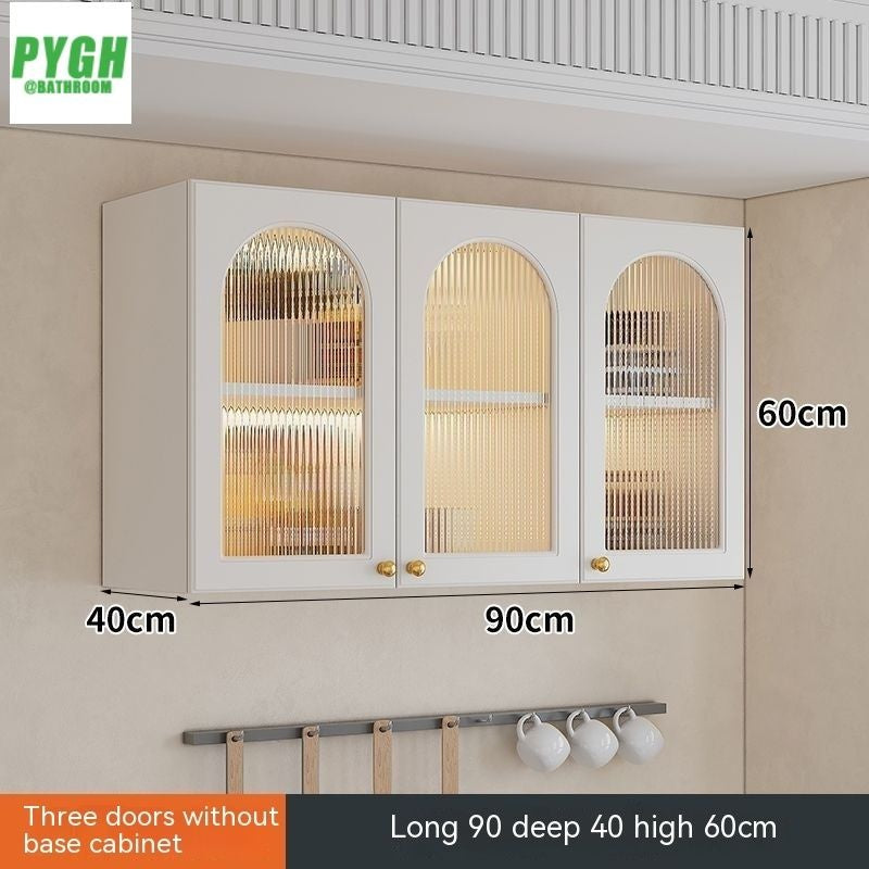 QW- Massif Wooden Kitchen Hanging French Style Wall Mounted Storage Cabinet