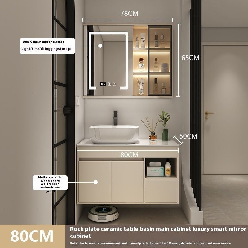 QW- Bilik Mandi Pintar, Kabinet Penyimpanan Bilik Mandi Cermin, Set Besen 