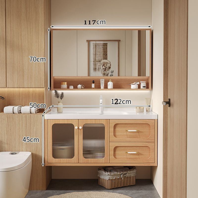 QW- Solid Wood Storage Smart Mirror Cabinet Bathroom Sink Set