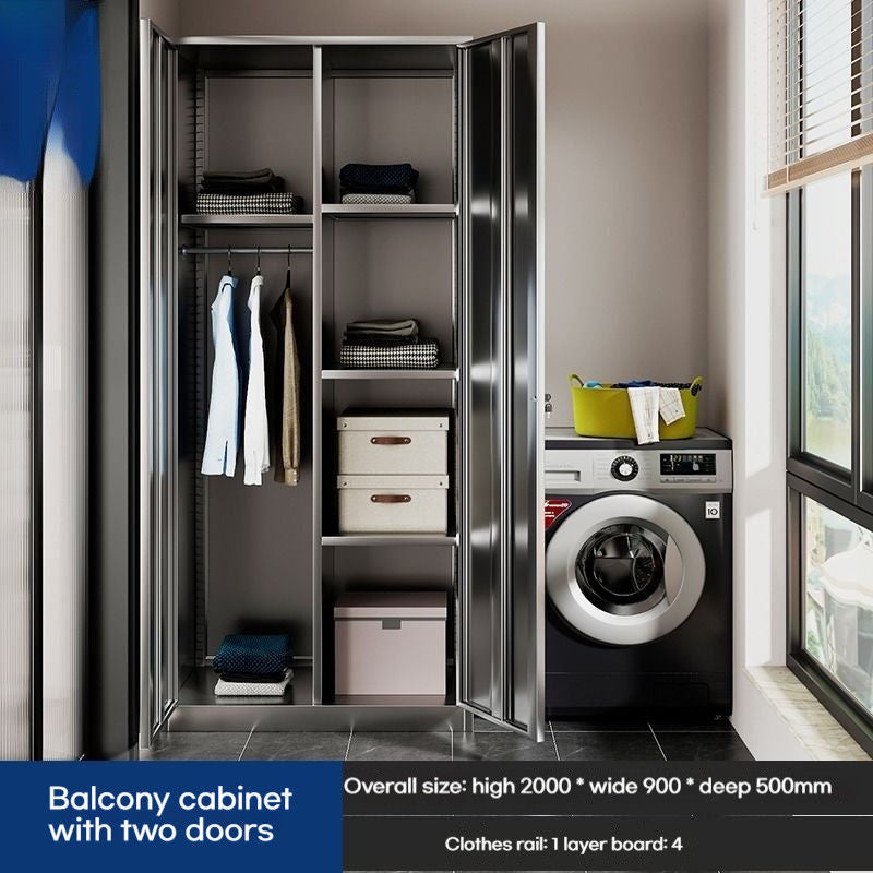 wardrobe 304 Stainless Steel Balcony Storage Clothes Changing Shoe Cabinet, Shelves, Multi-layer Bedroom Shelves
