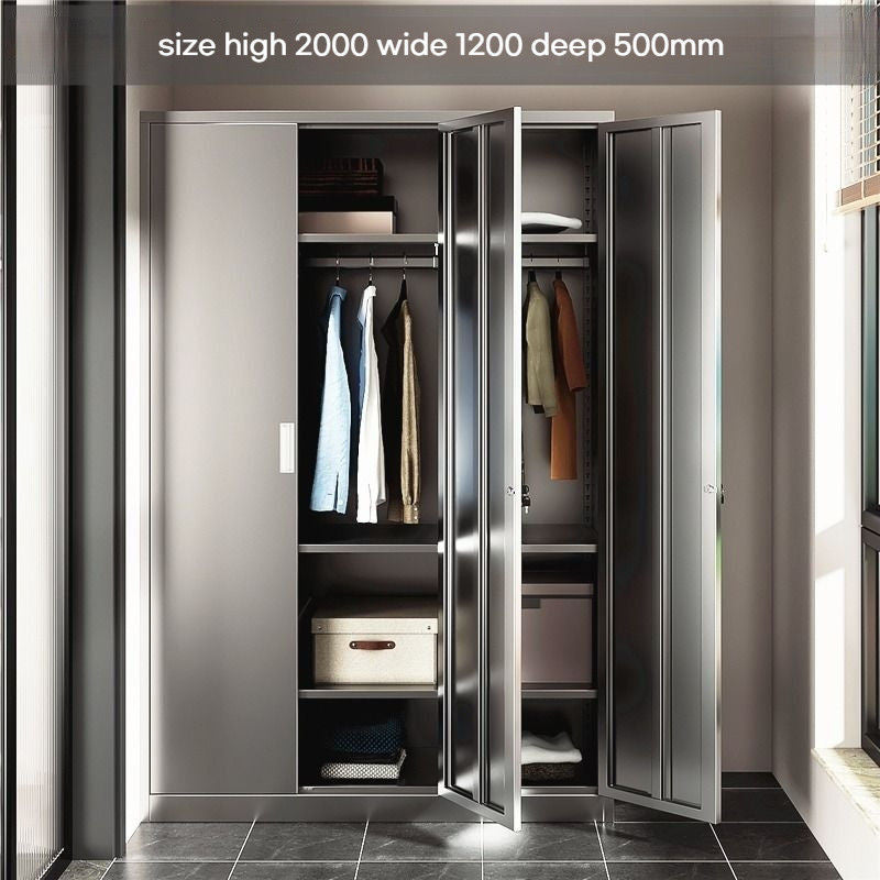 wardrobe 304 Stainless Steel Balcony Storage Clothes Changing Shoe Cabinet, Shelves, Multi-layer Bedroom Shelves