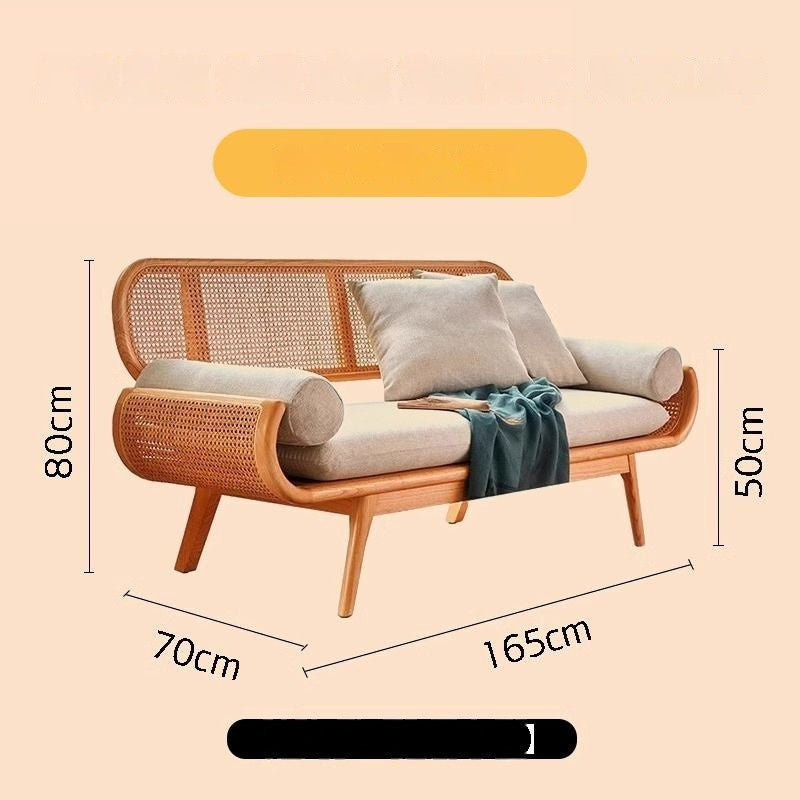 Sofa Rajutan Kayu Padu Perancis Ruang Tamu Malas Rotan Kerusi Santai Dalaman Kecil Kreatif