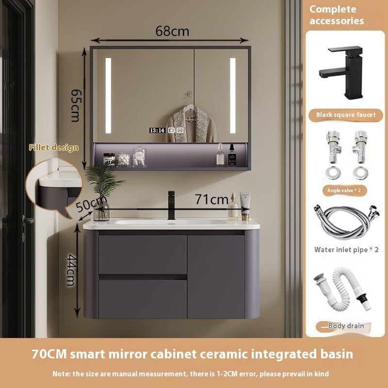 Kabinet Penyimpanan QW- Ins Style, Kabinet Cermin Pintar untuk Bilik Mandi, Set Singki Bilik Mandi 