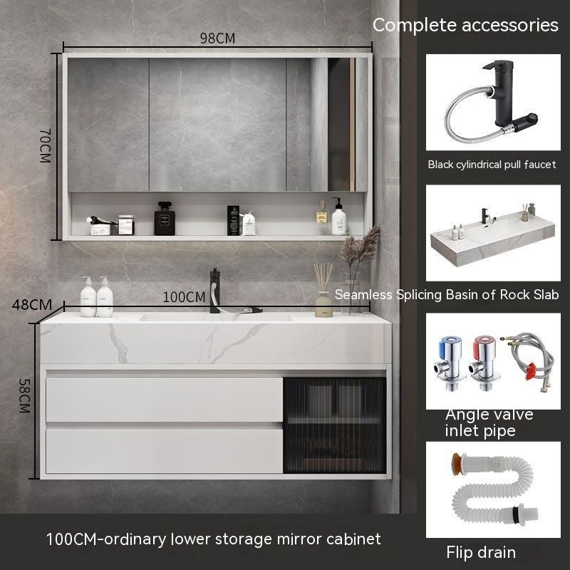QW- Bilik Mandi Pintar, Kabinet Penyimpanan Bilik Mandi Cermin, Set Besen 