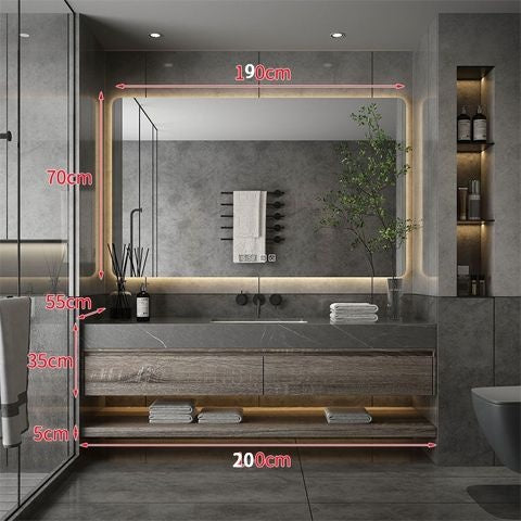 QW- Custom-made Bathroom storage made from real wood, bathroom sink set, and smart mirror cabinet in the bathroom.