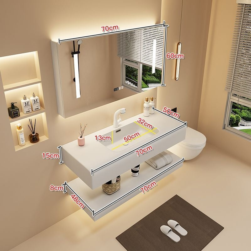 QW- Stone Sink Smart Mirror in the Bathroom Storage Cabinet