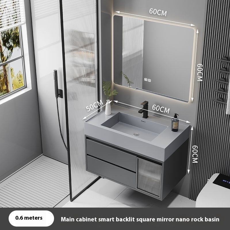 QW- Solid Wood Storage Smart Mirror Cabinet Bathroom Sink Set