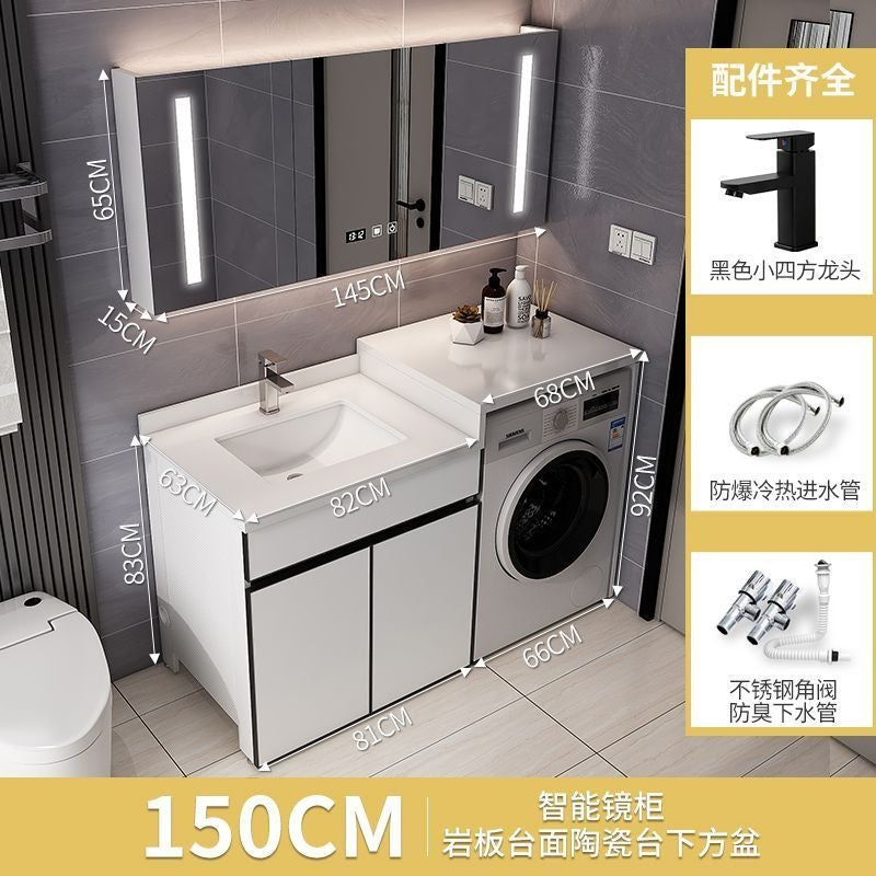 Set Kabinet Bilik Mandi Aluminium QW- dengan Sinki dan Mesin Basuh Atas Kaunter 