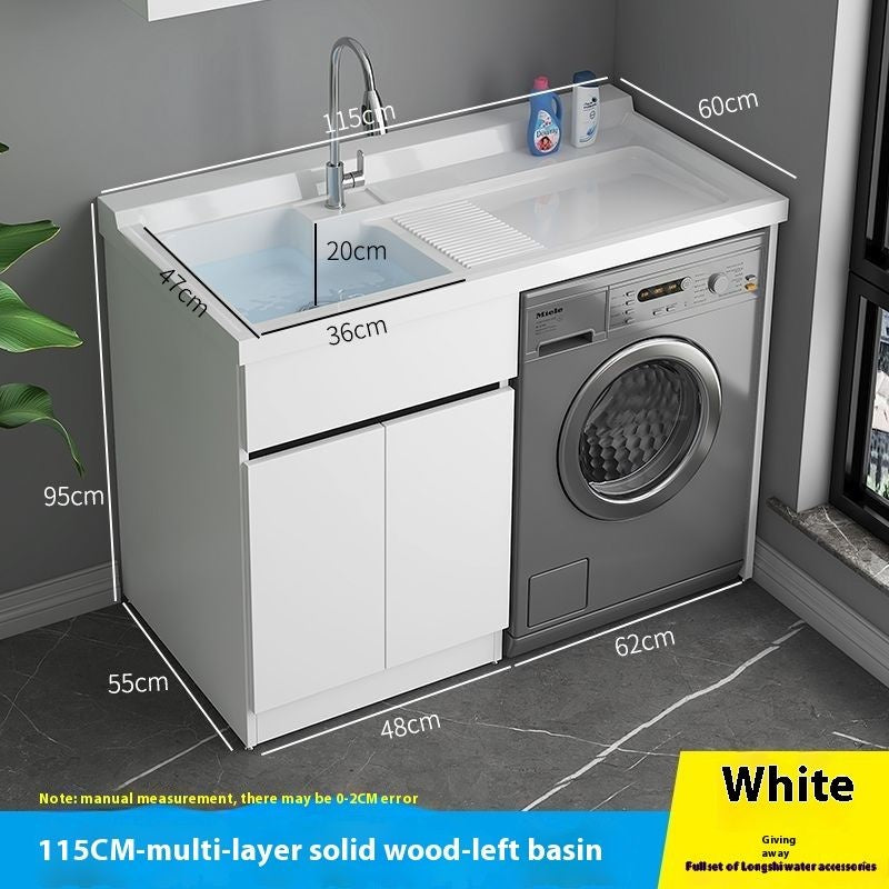 QW- Genuine Wooden Storage Cabinet Bathroom Sink Set Washing Machine Table