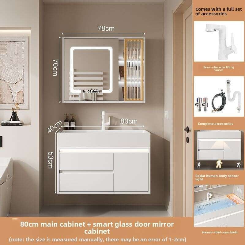 QW- Kabinet kaca pintar untuk storan bilik mandi, lebar 40 cm.
