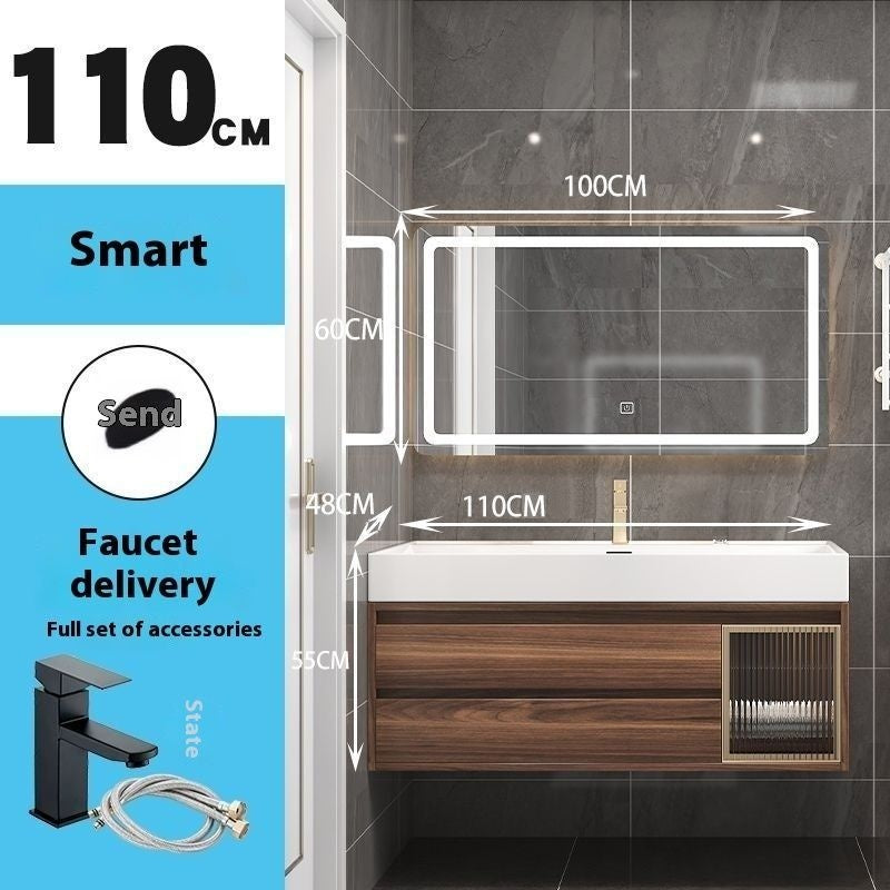 QW- Smart Mirror Real Wood Storage Cabinet in the Bathroom, Bathroom Sink Set