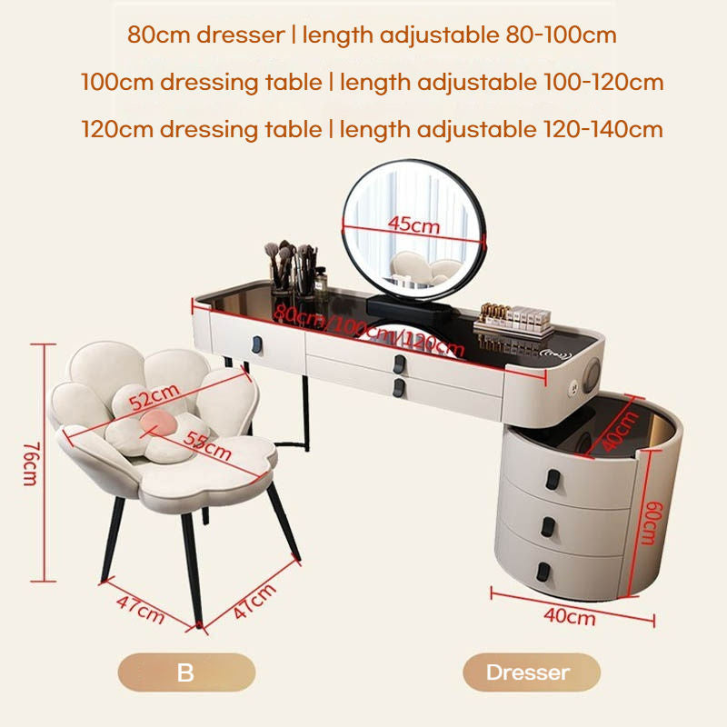 Simple solid wood smart bedroom table, multi-purpose dressing table with mirror, complete set