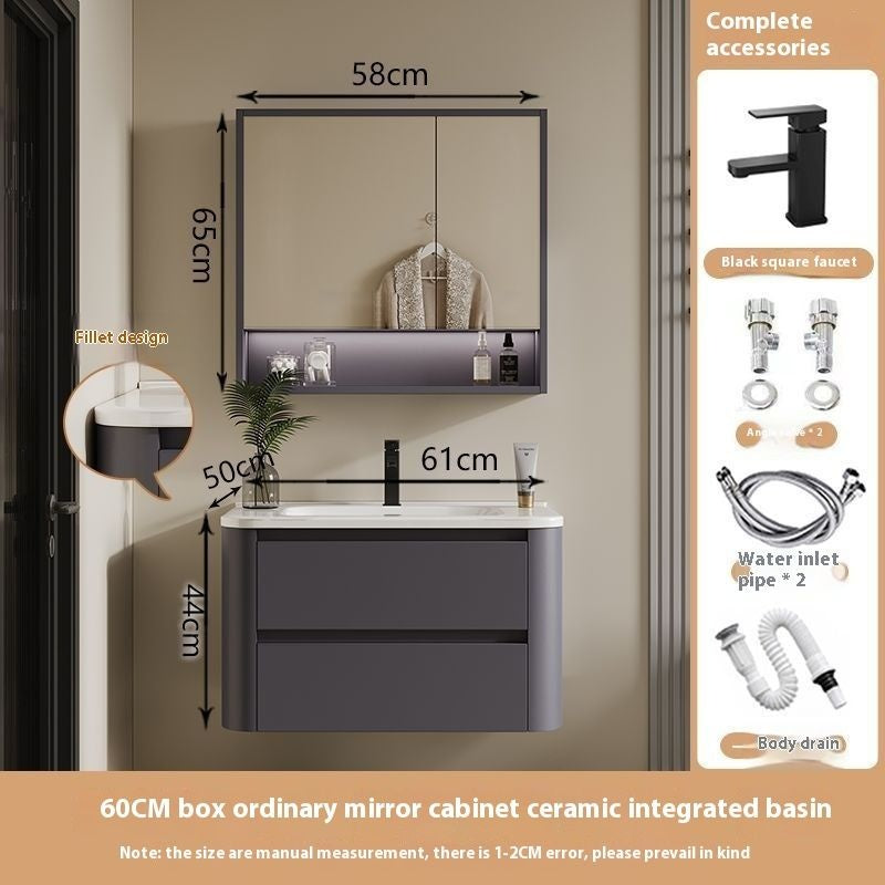 Kabinet Penyimpanan QW- Ins Style, Kabinet Cermin Pintar untuk Bilik Mandi, Set Singki Bilik Mandi 