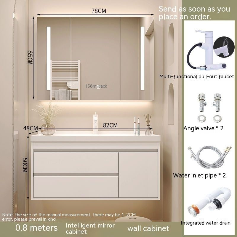 QW- Cream Style Storage Smart Mirror Cabinet Bathroom Sink Set
