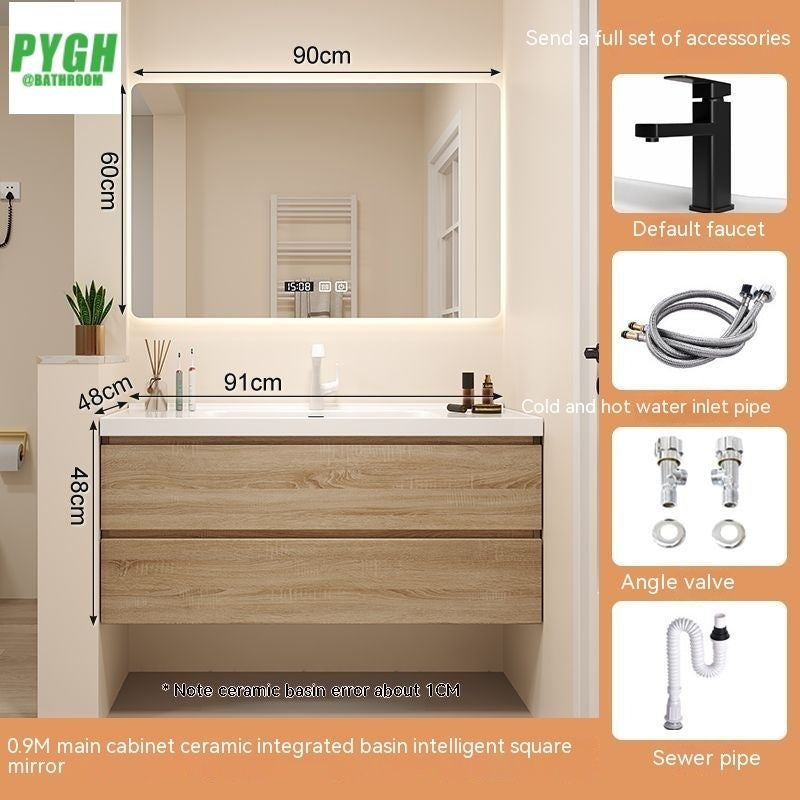 QW- Bathroom storage cabinet with sink set and smart mirror