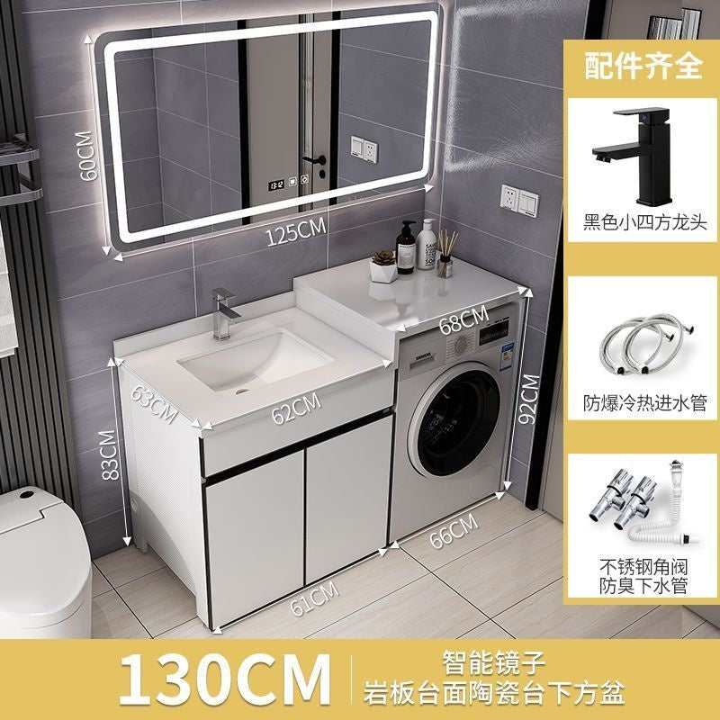 Set Kabinet Bilik Mandi Aluminium QW- dengan Sinki dan Mesin Basuh Atas Kaunter 