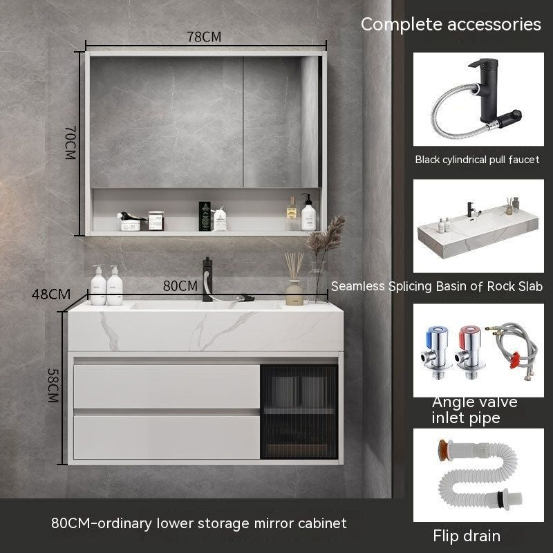 QW- Bilik Mandi Pintar, Kabinet Penyimpanan Bilik Mandi Cermin, Set Besen 