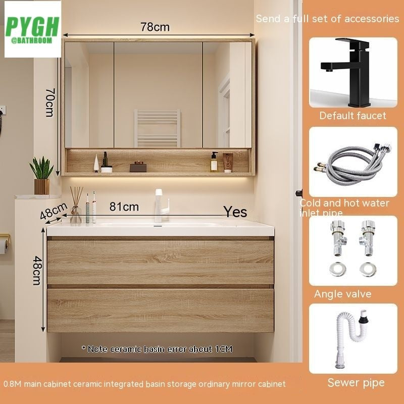 QW- Bathroom storage cabinet with sink set and smart mirror