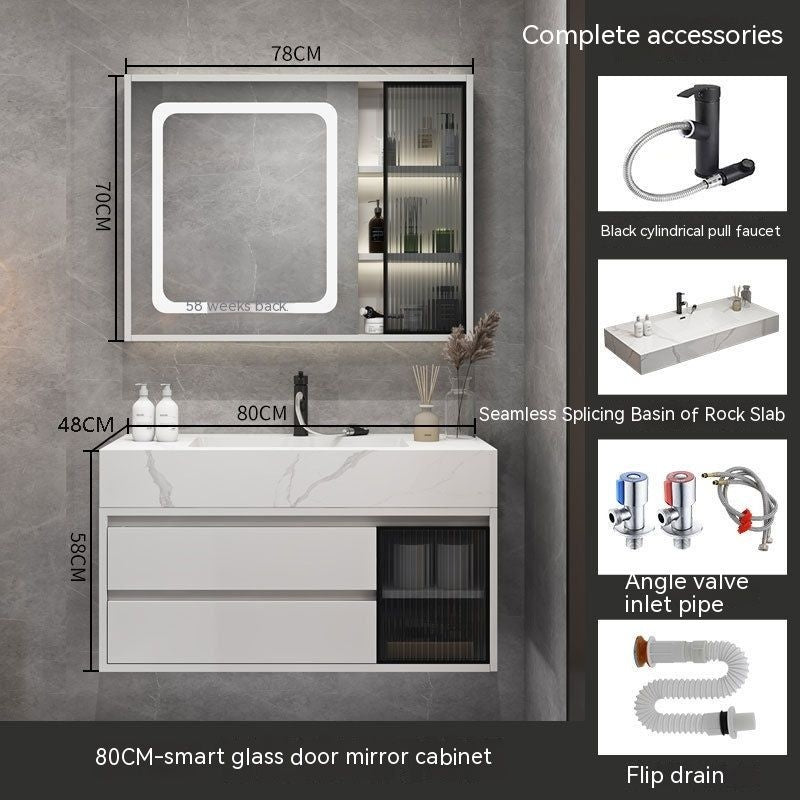 QW- Bilik Mandi Pintar, Kabinet Penyimpanan Bilik Mandi Cermin, Set Besen 