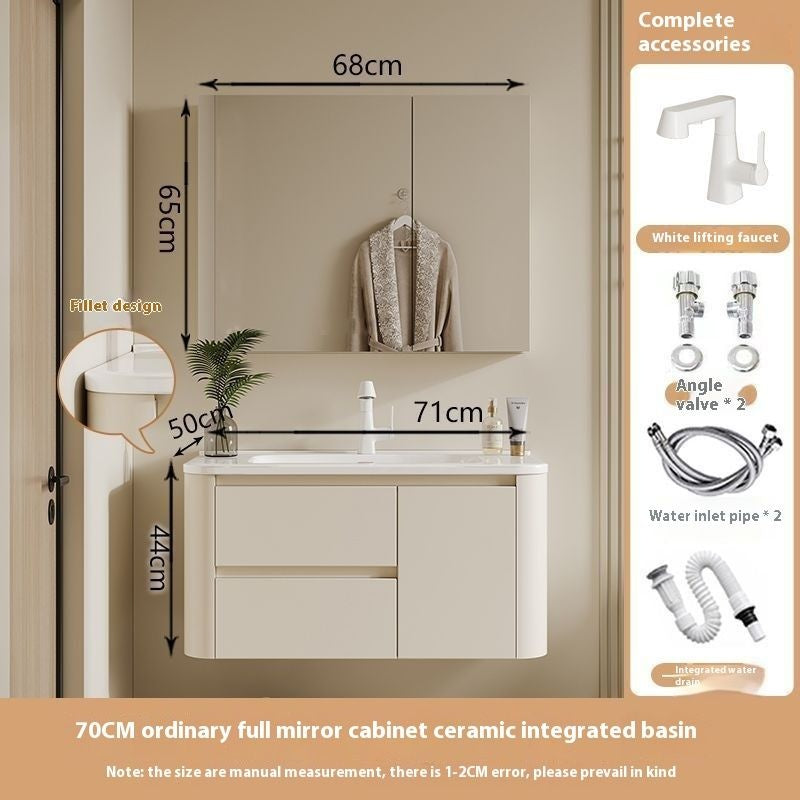 Kabinet Penyimpanan QW- Ins Style, Kabinet Cermin Pintar untuk Bilik Mandi, Set Singki Bilik Mandi 