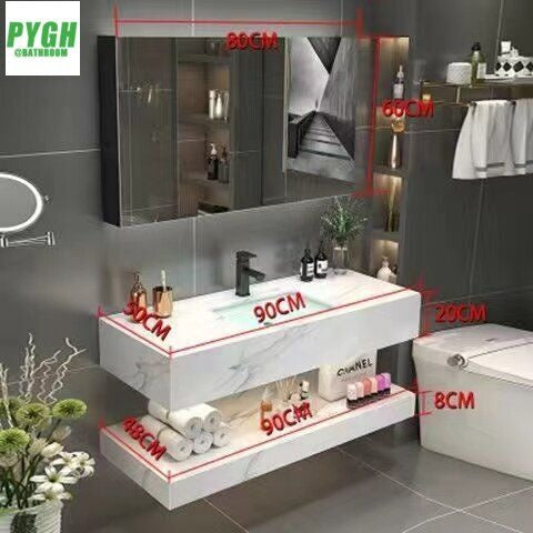 QW- Marble Sink Storage Cabinet Smart Mirror in the Bathroom