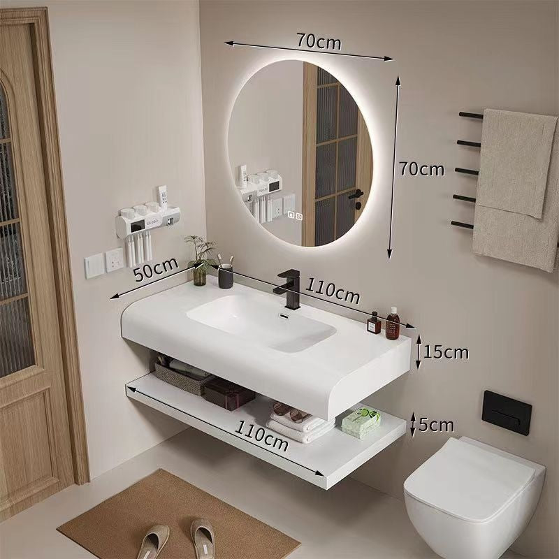 QW- Stone Sink Smart Mirror in the Bathroom Storage Cabinet