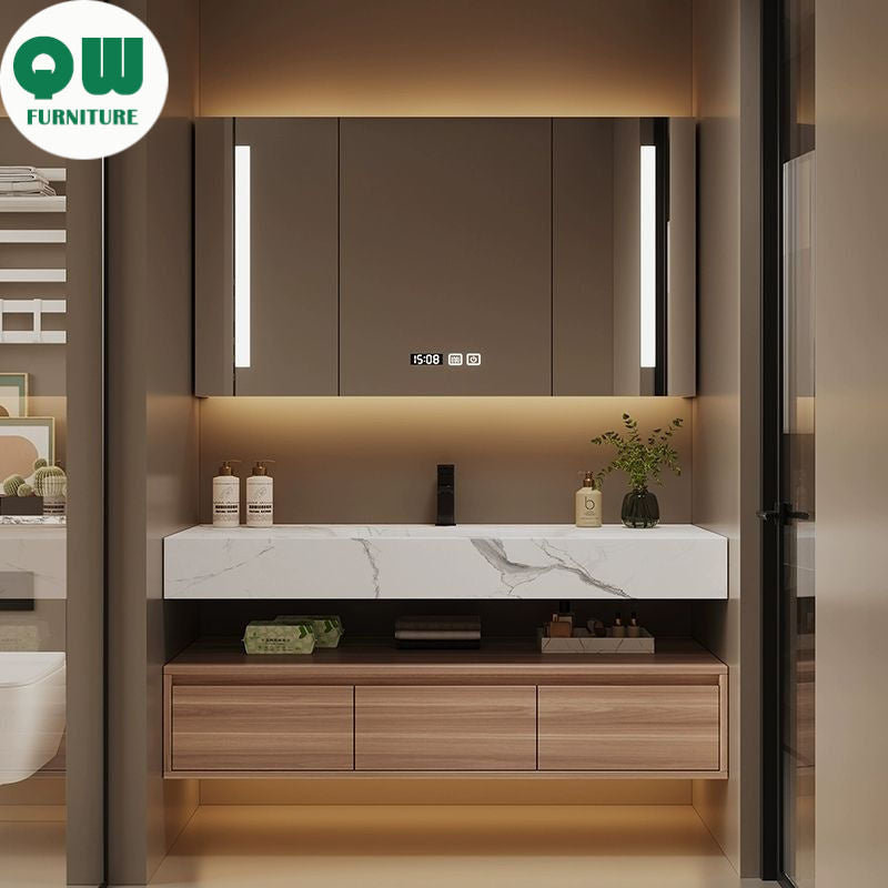 QW- Custom-made cabinet and smart mirror for bathroom, bathroom storage cabinet, sink set