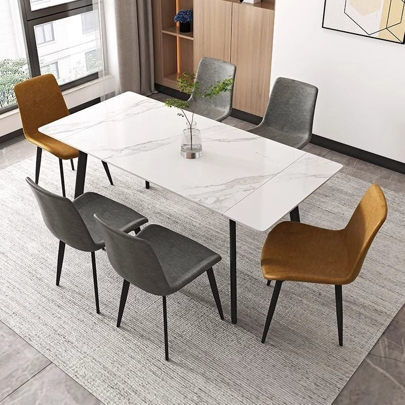 Small Italian Marble Dining Table Extendable Rectangular Elegant Modern For Home Durable