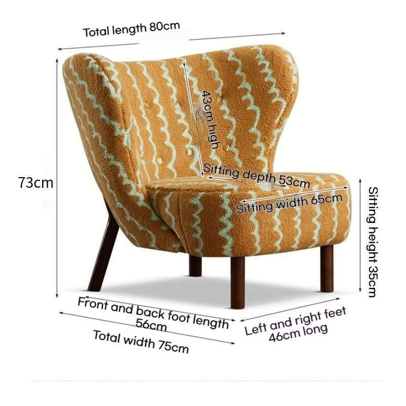 Simple Design Vintage Feeling Single Leisure Chair Sheepskin Jacquard Living Room Balcony Lazy Sofa