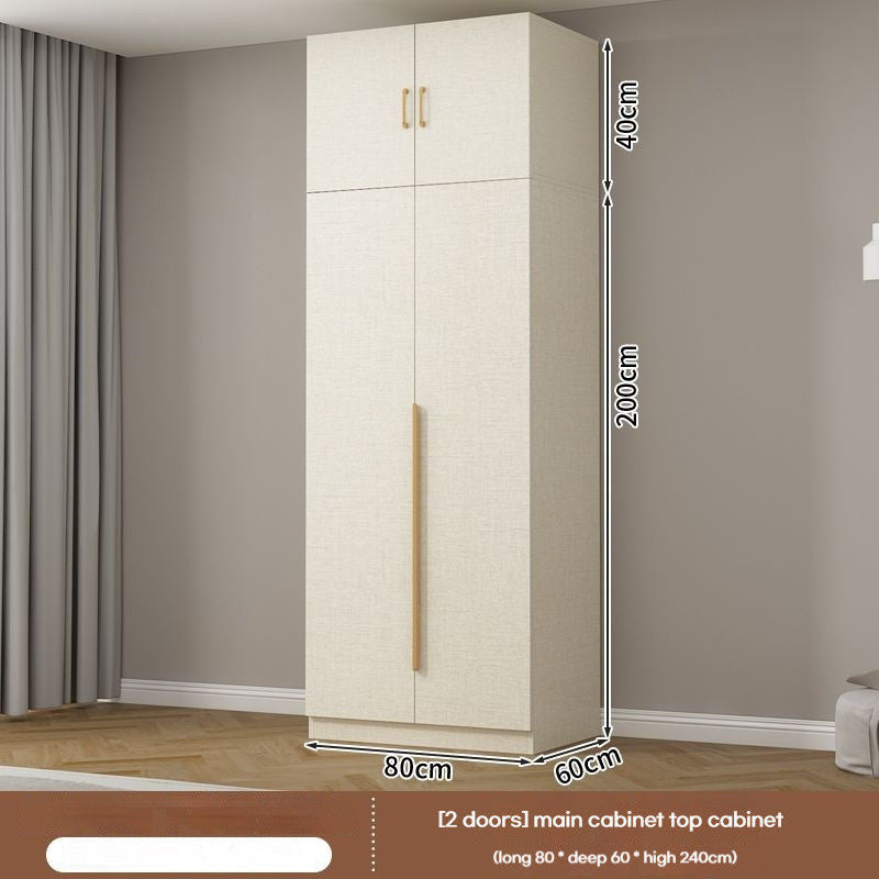 Solid Wood Thick Back Plate Bedroom Cream Windproof High Capacity Home Wardrobe