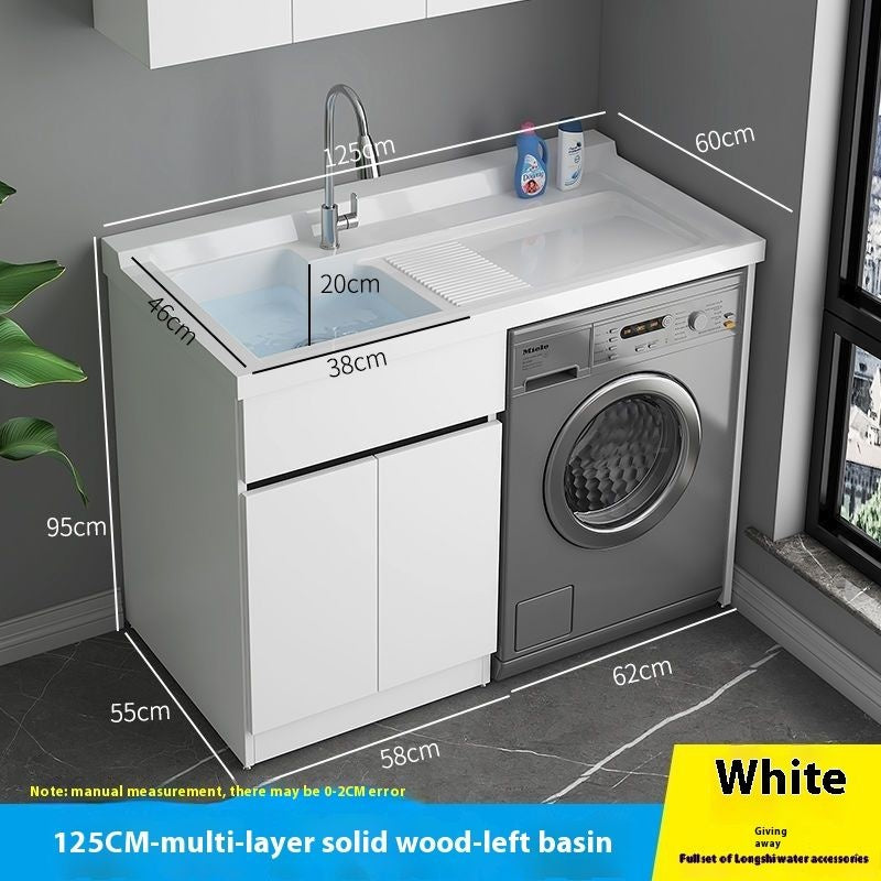 QW- Genuine Wooden Storage Cabinet Bathroom Sink Set Washing Machine Table