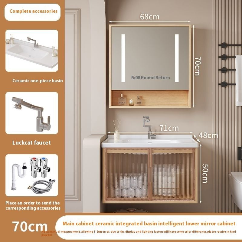 QW- Solid Wood Storage Smart Mirror Cabinet Bathroom Sink Set