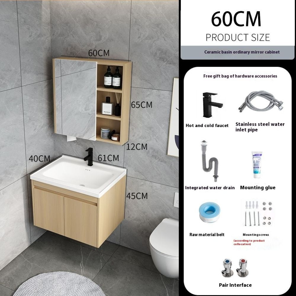 QW- Set kabinet kayu asli dengan sinki dan cermin pintar bilik mandi. 