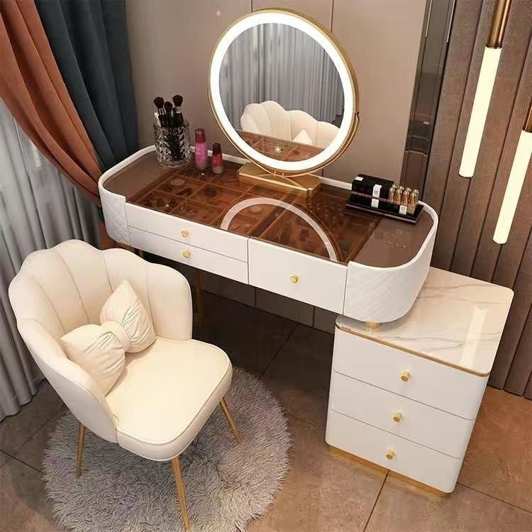 Meja Kabinet Penyimpanan Persalinan Kecil Mudah Gaya Nordik Kaca Jernih Bilik Tidur