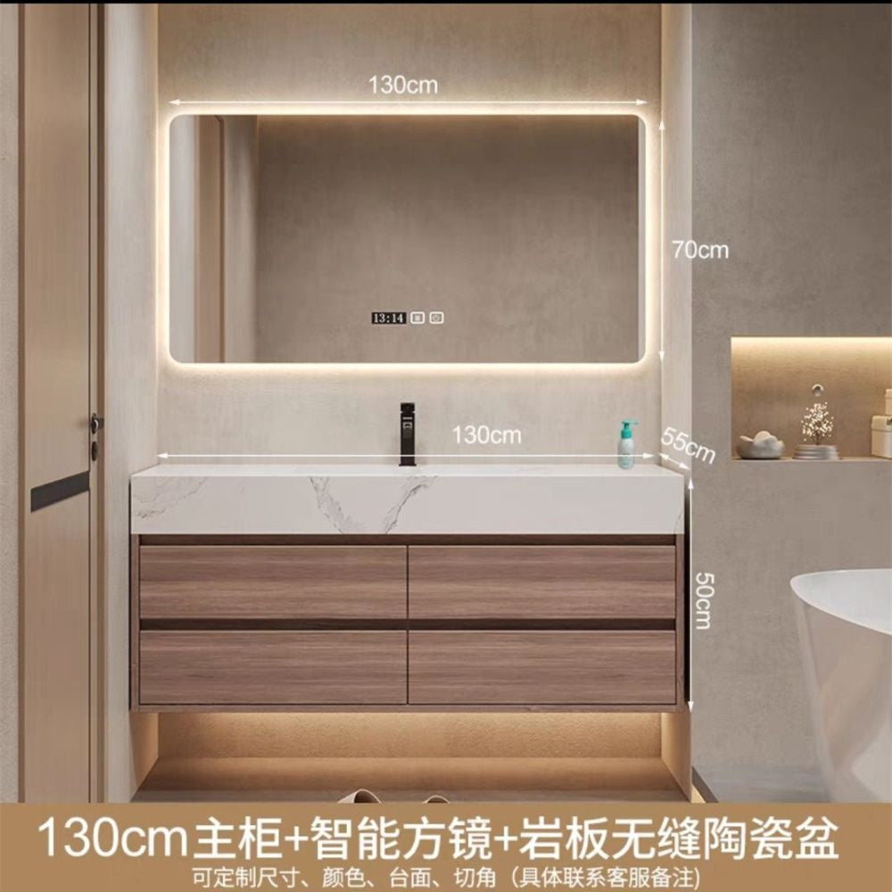 QW- High-quality storage made of real wood for smart mirror cabinet in the bathroom, bathroom sink.