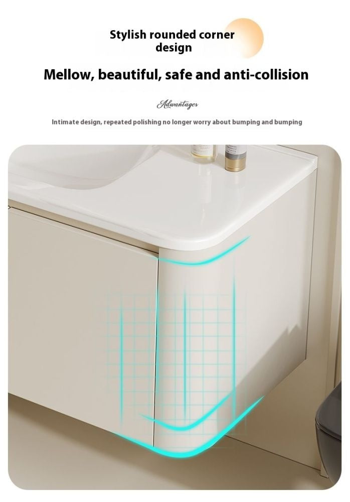 Kabinet Penyimpanan QW- Ins Style, Kabinet Cermin Pintar untuk Bilik Mandi, Set Singki Bilik Mandi 