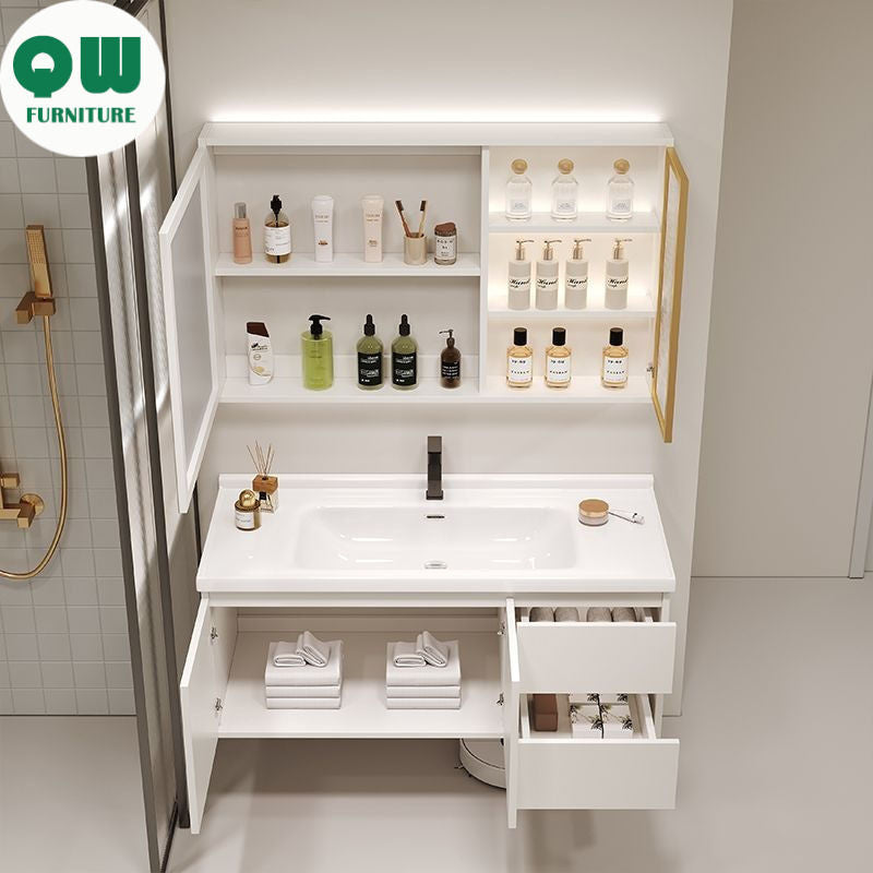 QW- Storage Made of Real Wood Smart Mirror Cabinet in the Bathroom, Bathroom Sink