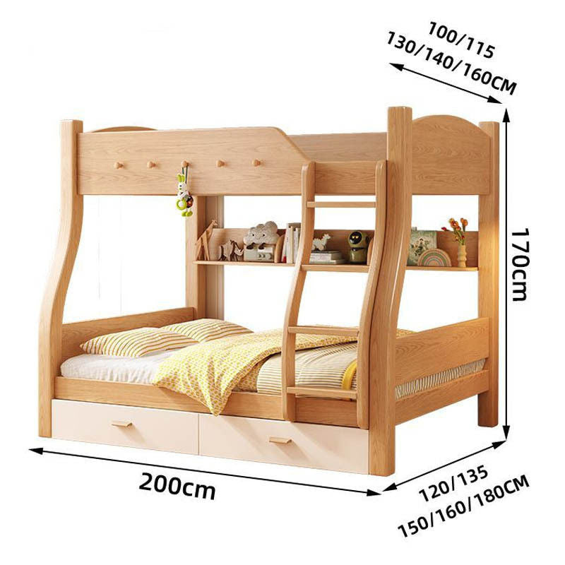 Thickened Wooden Double Upper and Lower Beds, Children's Solid Wood Bed, Multi-purpose, High-low, Includes Parent Bed