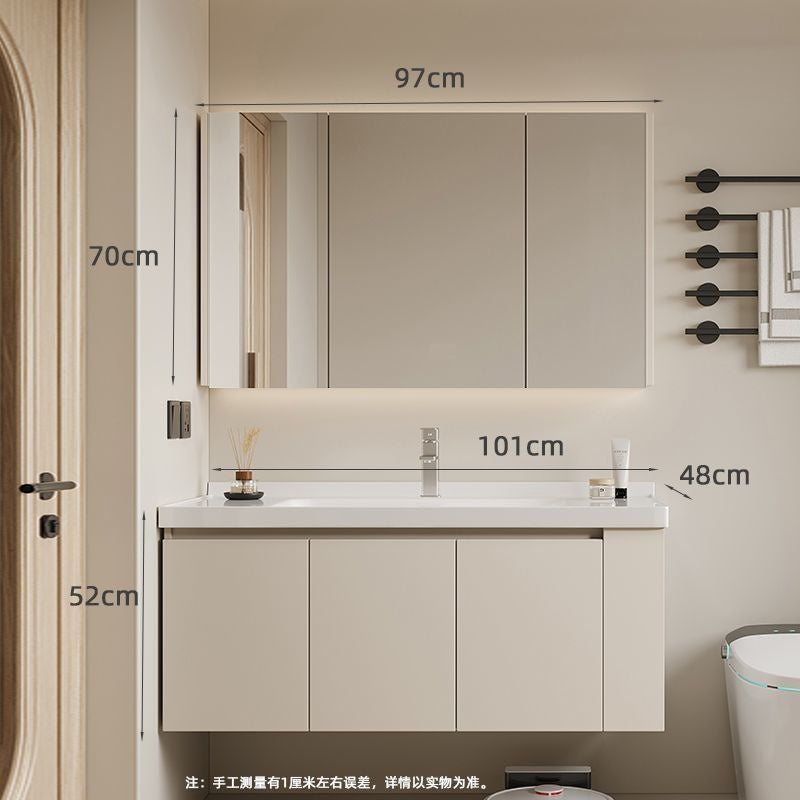 QW- Set kabinet kayu asli dengan cermin pintar dan sinki bilik mandi. 